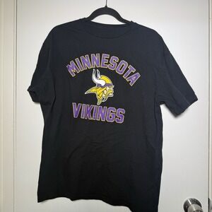 Minnesota Vikings NFL Team Apparel Black T Shirt Large Short Sleeve Cotton
